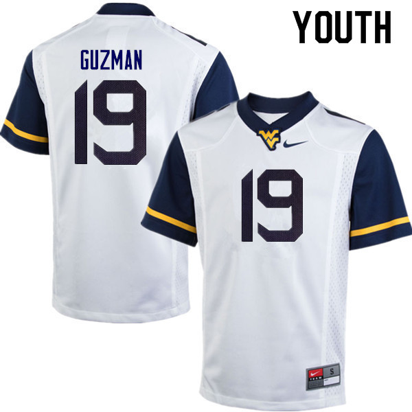 NCAA Youth Noah Guzman West Virginia Mountaineers White #19 Nike Stitched Football College Authentic Jersey KQ23L50RV